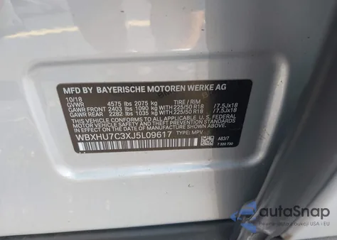 2018 BMW X1 Sdrive28I from USA, damaged, VIN WBXHU7C3XJ5L09617